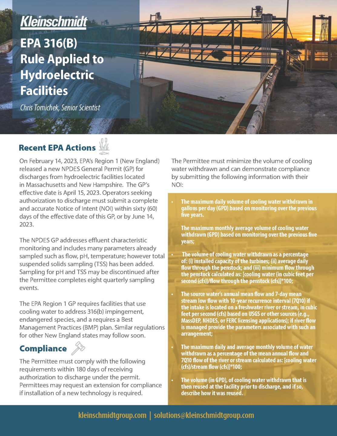 EPA 316(B) Rule Applied To Hydroelectric Facilities | Kleinschmidt